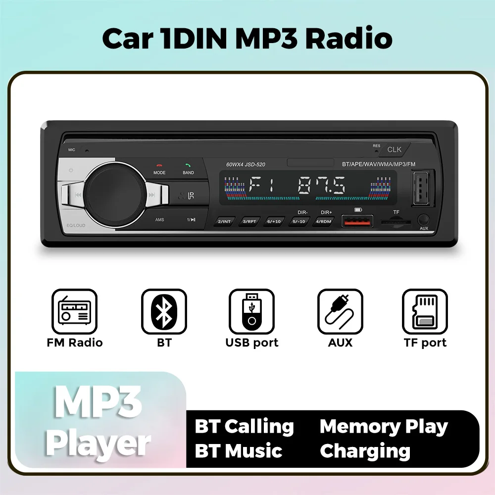 Car Radio Modulator MP3 Player Digital Bluetooth Car Stereo Player FM Radio Stereo With 60W*4 Support USB Charge Adapter for Car