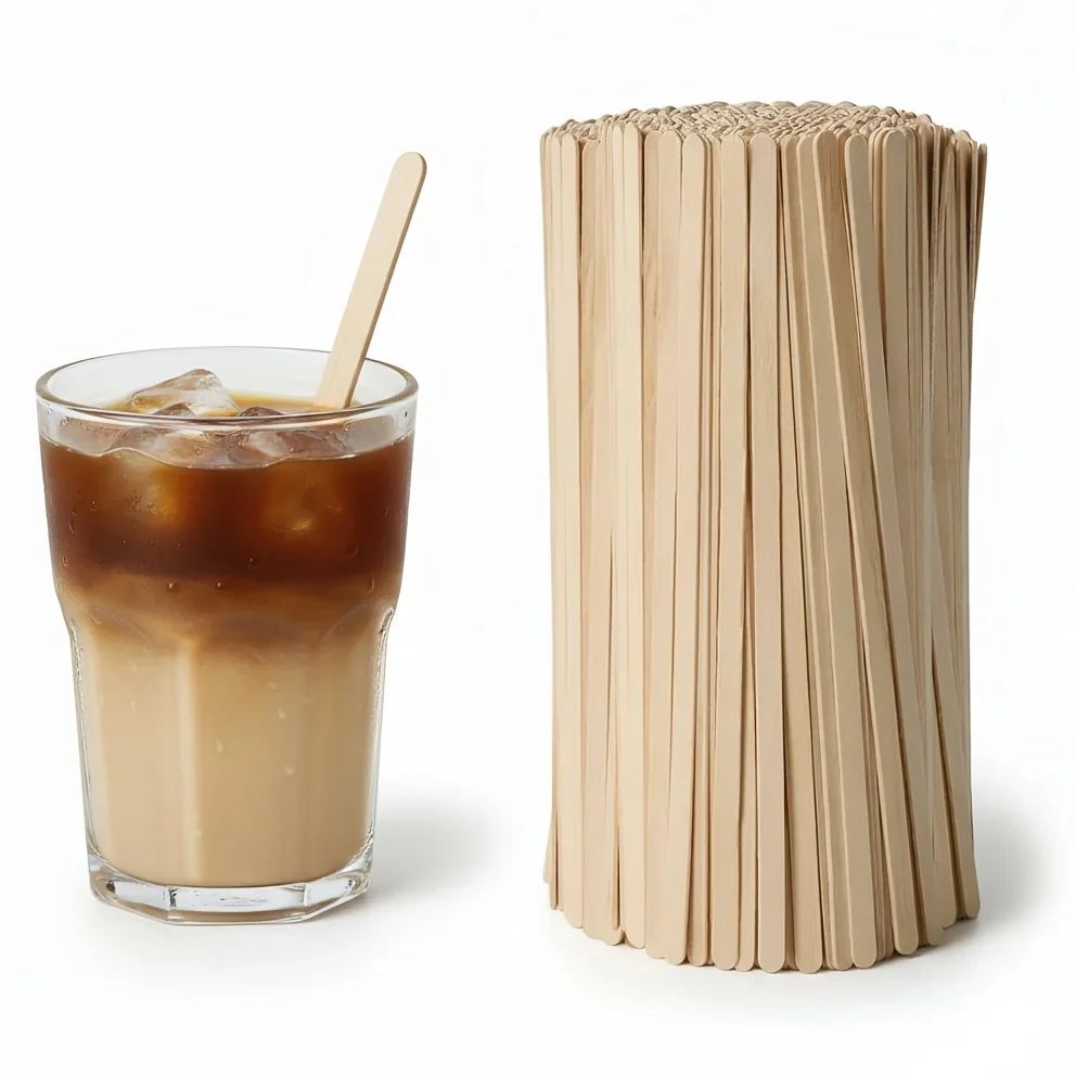 

50pcs Wooden Coffee Stir Sticks - High-quality Disposable Beverage Stirrers, Suitable for Coffee, Tea, and Cocktails.