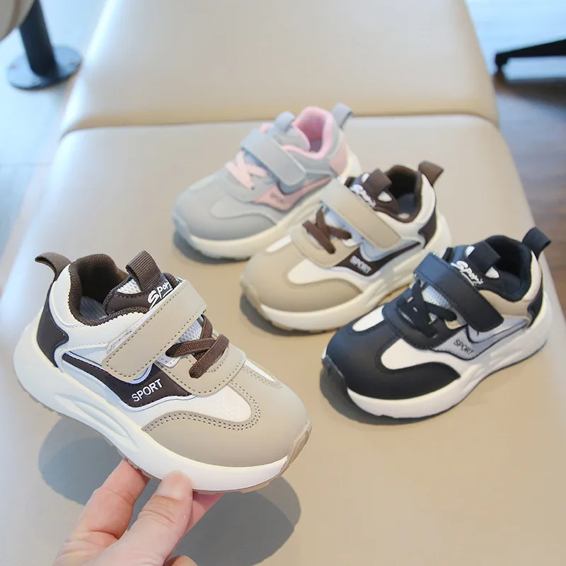 Kids Spring Autumn Slip-On Colorblock Sneakers Lightweight Non-Slip Running Shoes Boy Girl Soft-Soled Casual Shoes Baby Children
