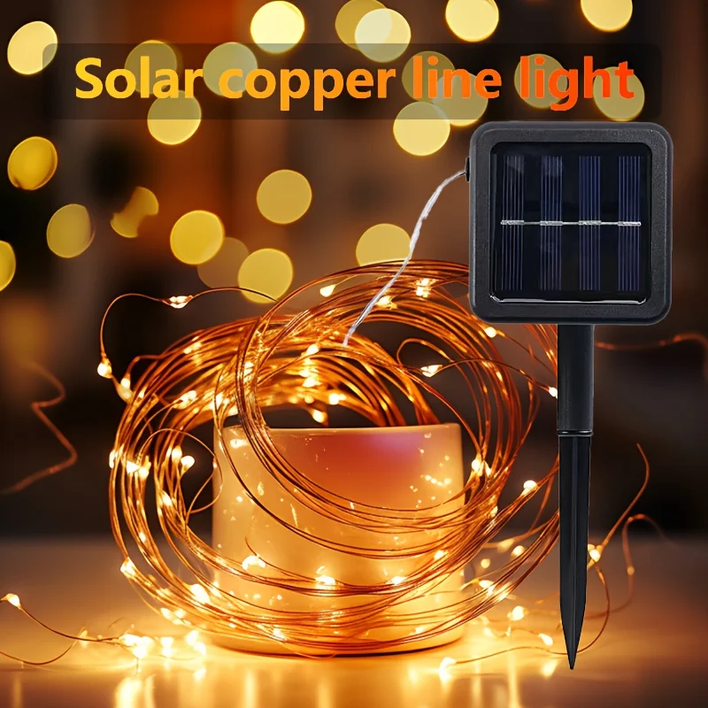 

Fairy Copper Wire Light String Festoon Solar Garland Lamp LED for Wedding Party Christmas Garden Outdoor Decoration Halloween