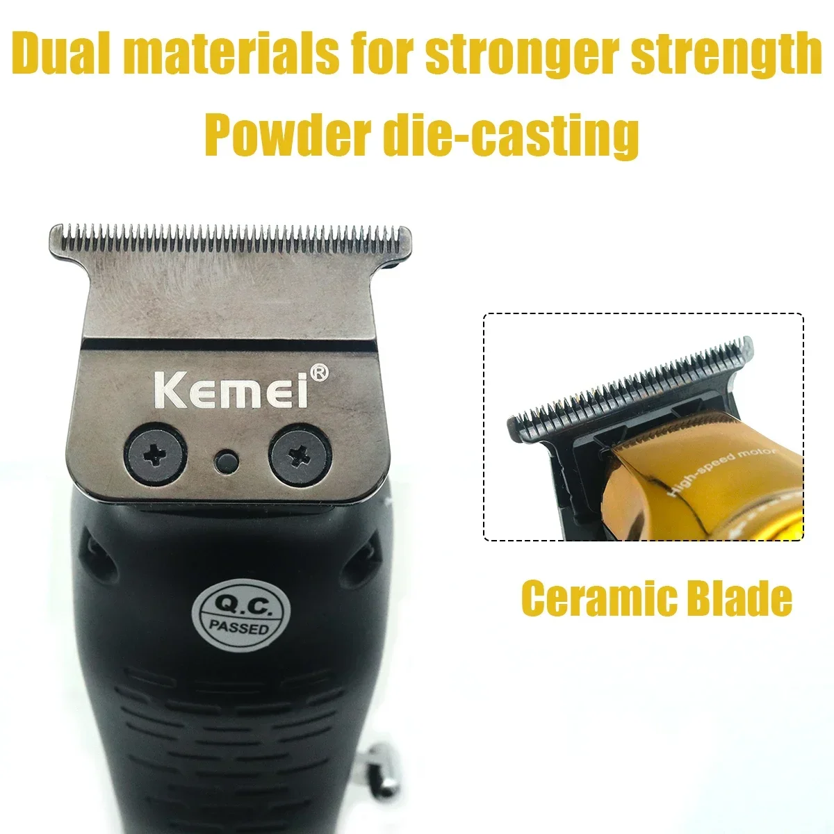Kemei 1691 1677 T228 Professionelles Friseur-Schneidemaschinen-Set, Rotationsgeschwindigkeitseinstellung, LED-Anzeige, Herren-Haarschneidemaschine – Detail 4