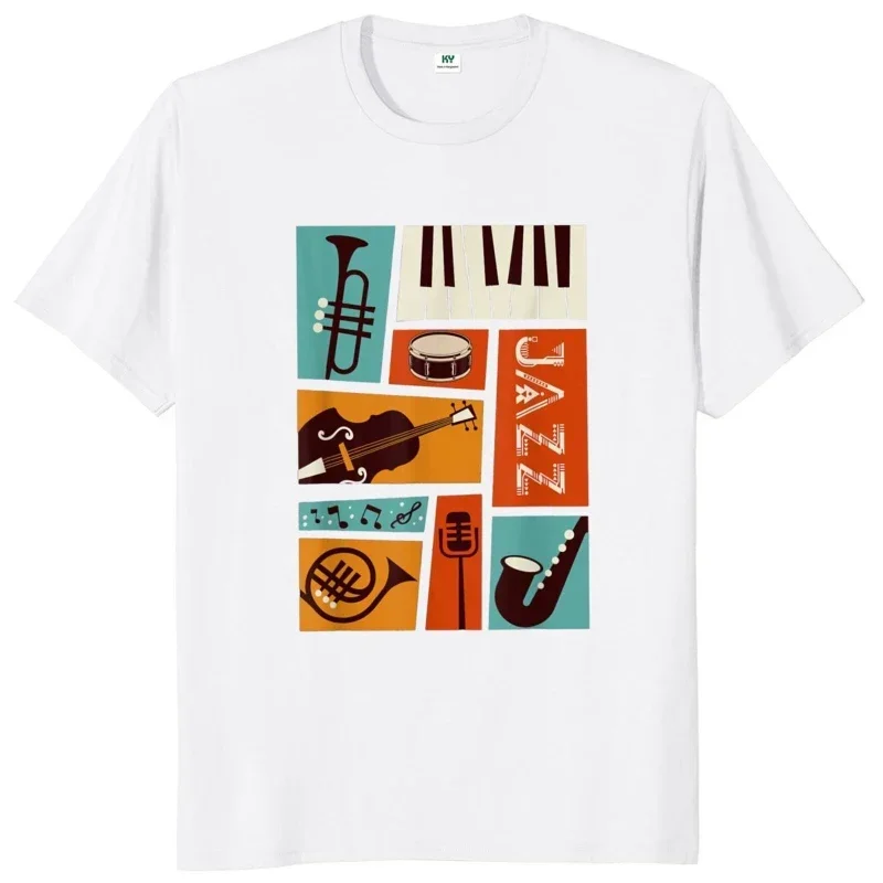 Jazz Snare Piano Music Band T Shirt Musician Saxophone Trumpet Musical Instrument Funny Tee for Men Women Casual Streetwear Tops