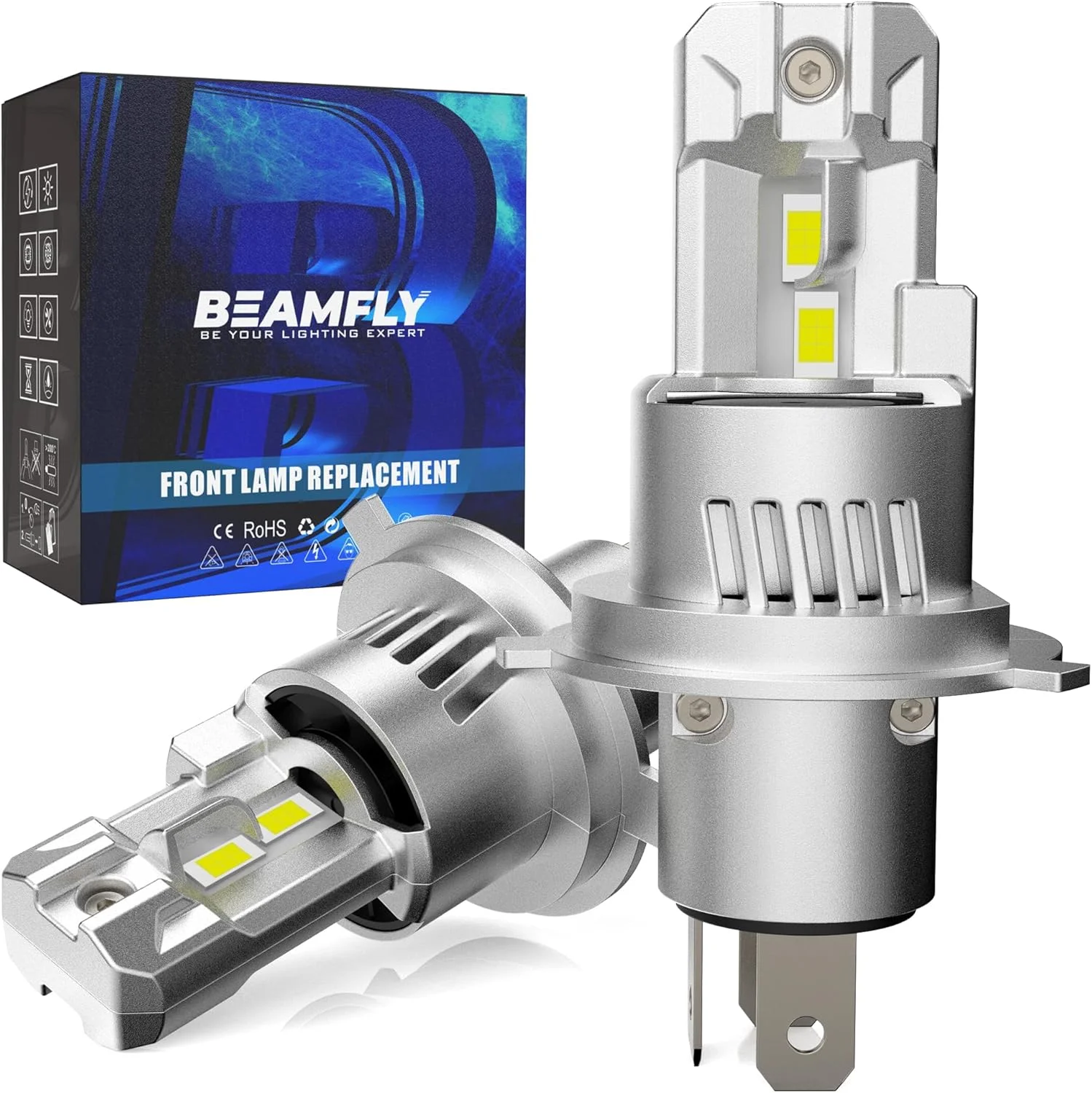 BEAMFLY H4 9003 Led H4 LED Bulb Motorcycle Headlamp 25000Lm H4 HB2 LED Hi/Lo 6000K White Auto Light Canbus Headlight Lights
