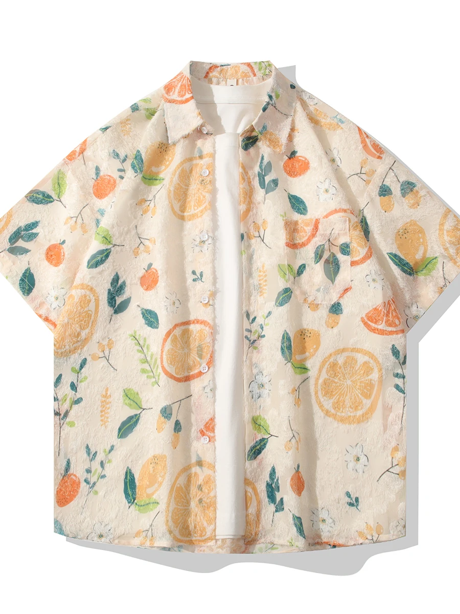 Summer Lightweight Loose Tassel Shirt Short Sleeve Couple's Outerwear Casual Holiday Top Men's Fashion Polyester Fiber