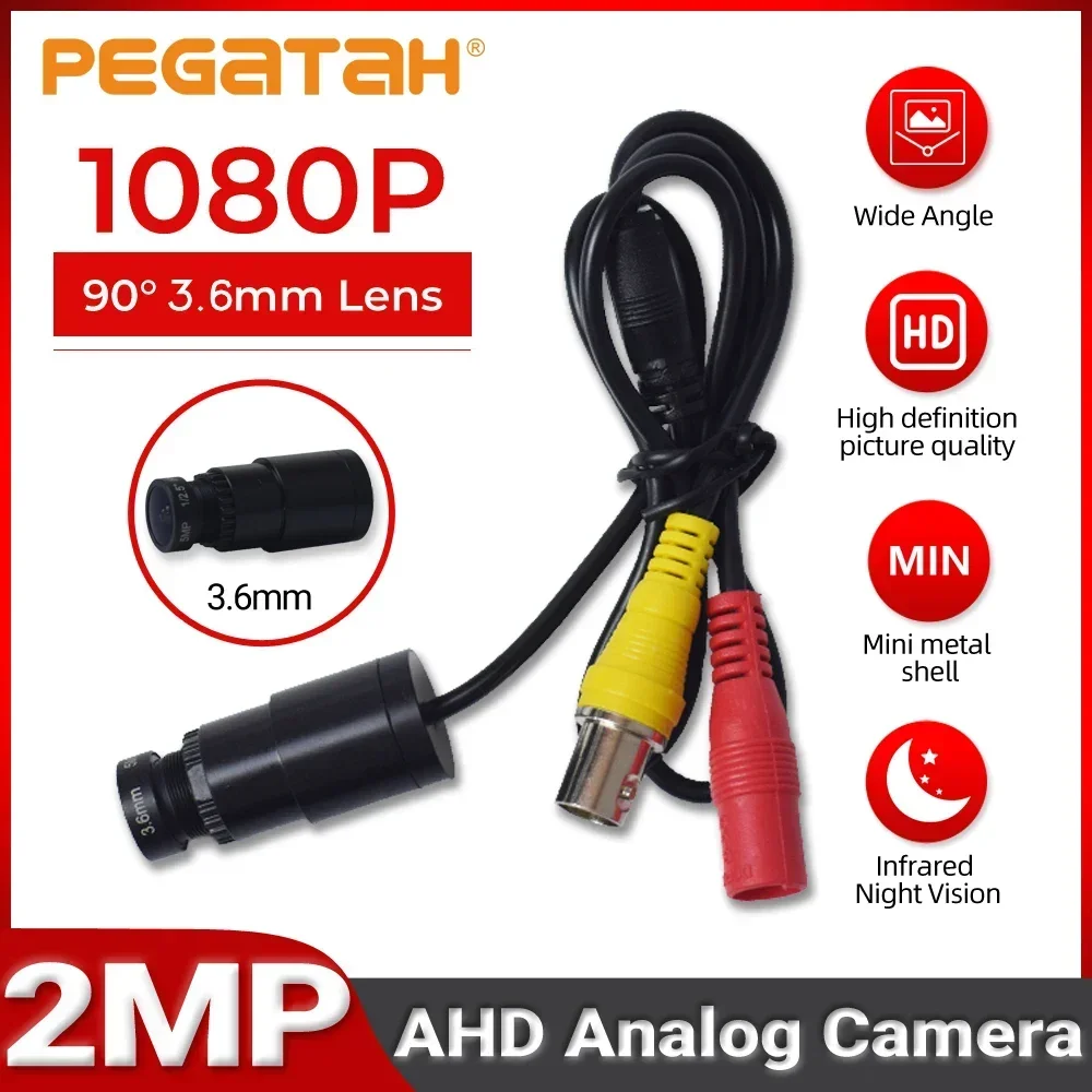 PEGATAH 2MP 1080P Mini caméra filaire coaxiale analogique AHD avec Vision nocturne infrarouge Anti interférence faible éclairage pour sauvegarde