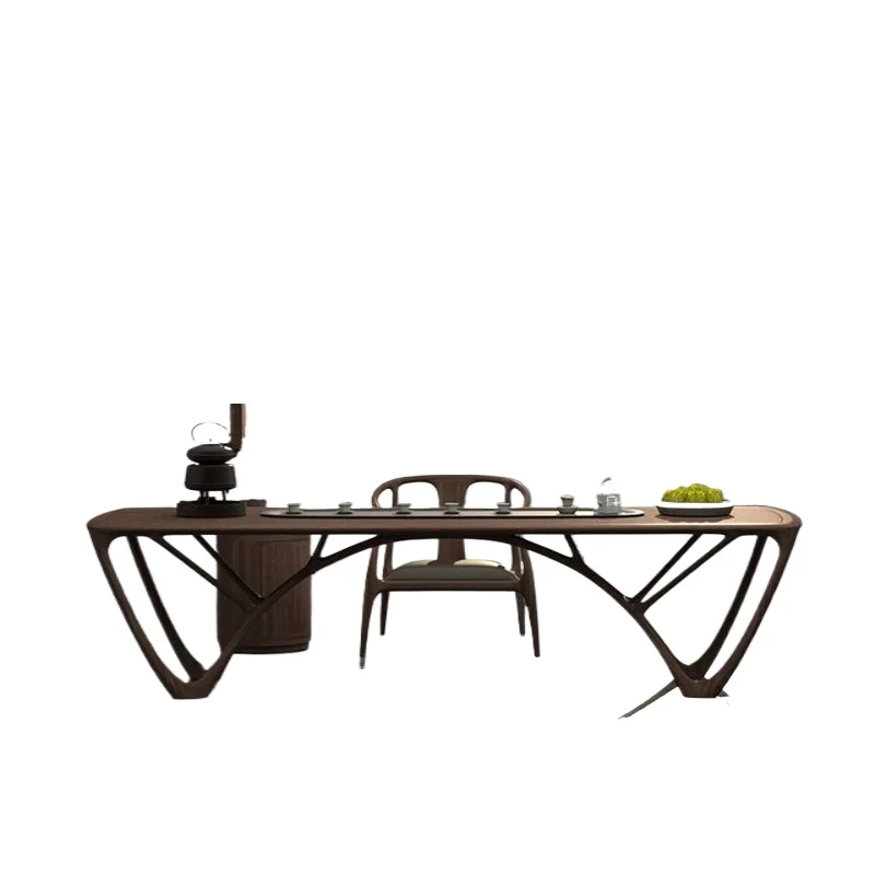 

Новый чайный столик и стул из цельного дерева из североамериканского черного ореха в китайском стиле, чайный столик из цельного дерева для гостиной, офиса