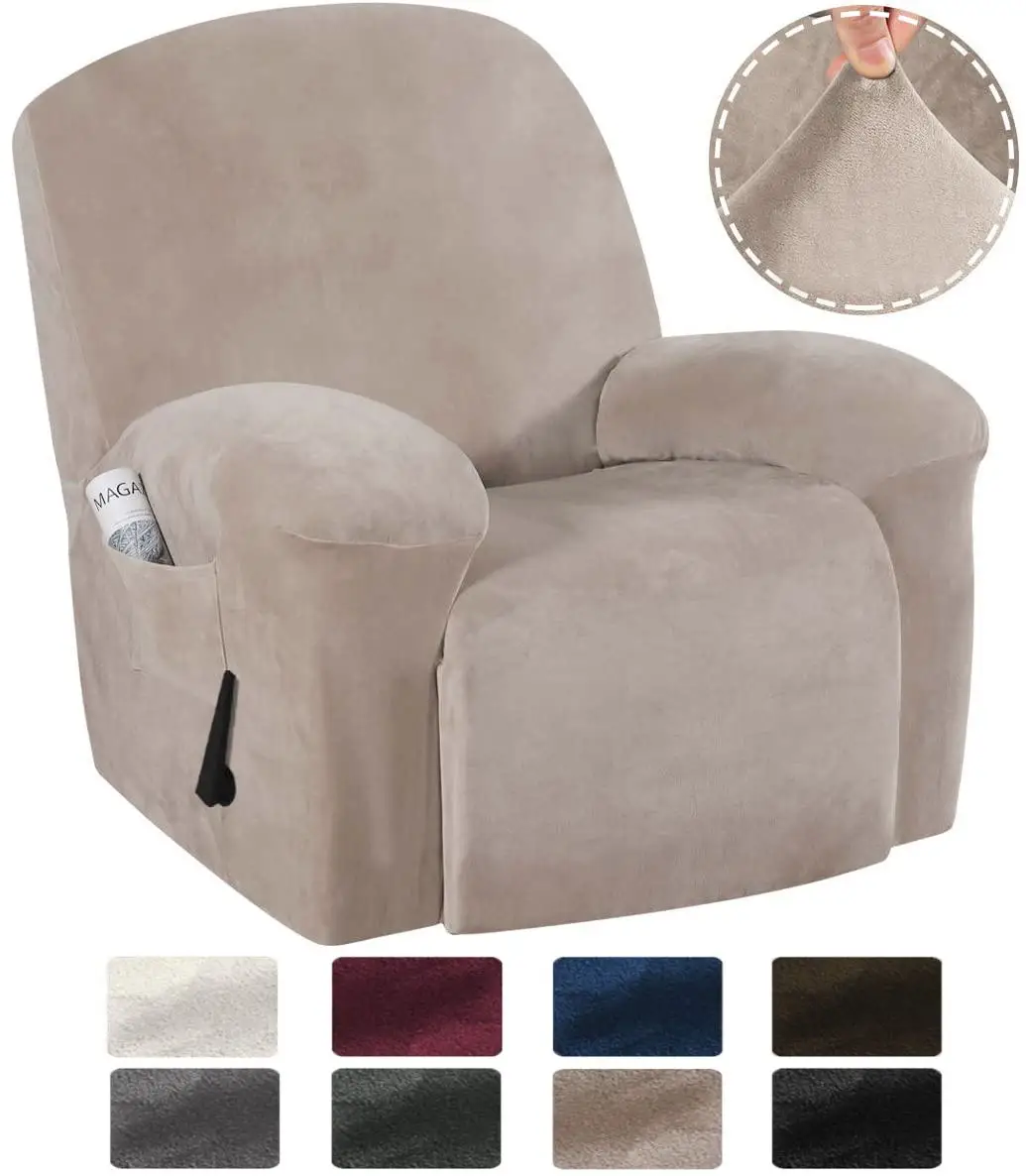 กำมะหยี่ขนแกะล้างทำความสะอาดได้ Recliner เก้าอี้ Slipcovers สุนัขแมวสัตว์เลี้ยง Single โซฟาเบาะเก้าอี้โซฟ...