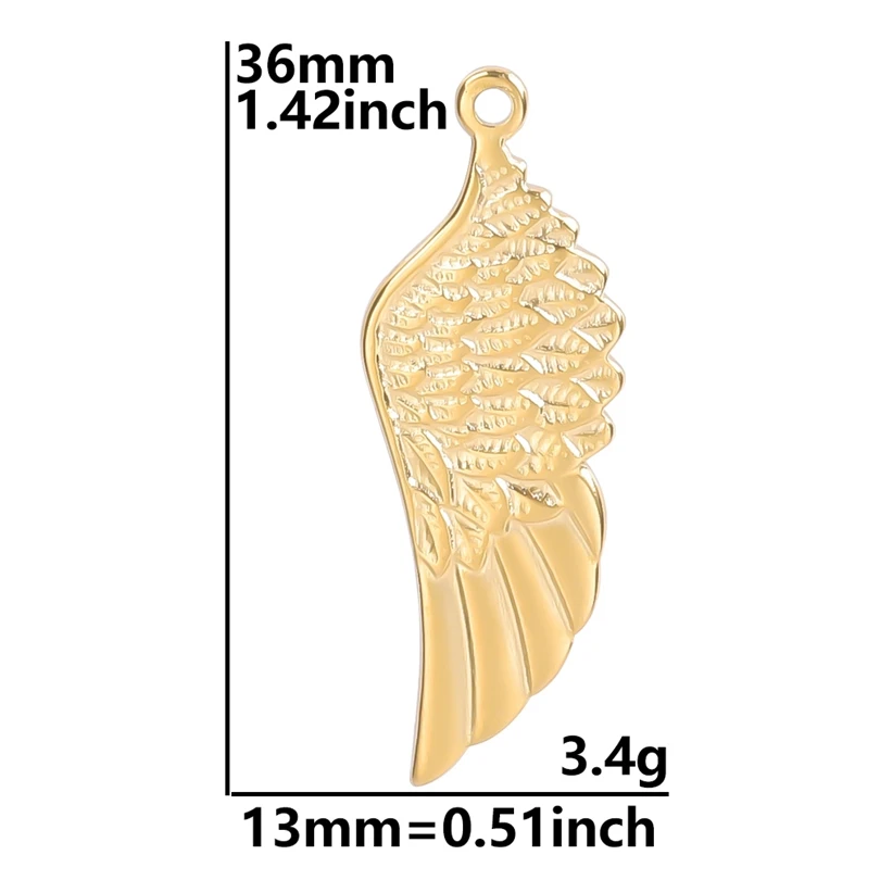 3pcs Angel Wings Charm Pendants Eagle Wing Stainless Steel Charms For Jewelry Making Supplies DIY Accessories Necklace Component