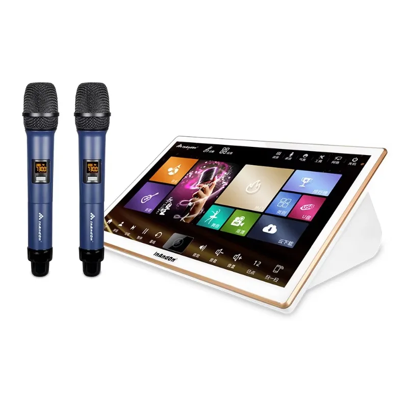 18.5'' Touch Screen 5 In 1 Karaoke Player 4T Portable Karaoke System Machine With Wireless Microphone Juke Box KTV Karaoke Set