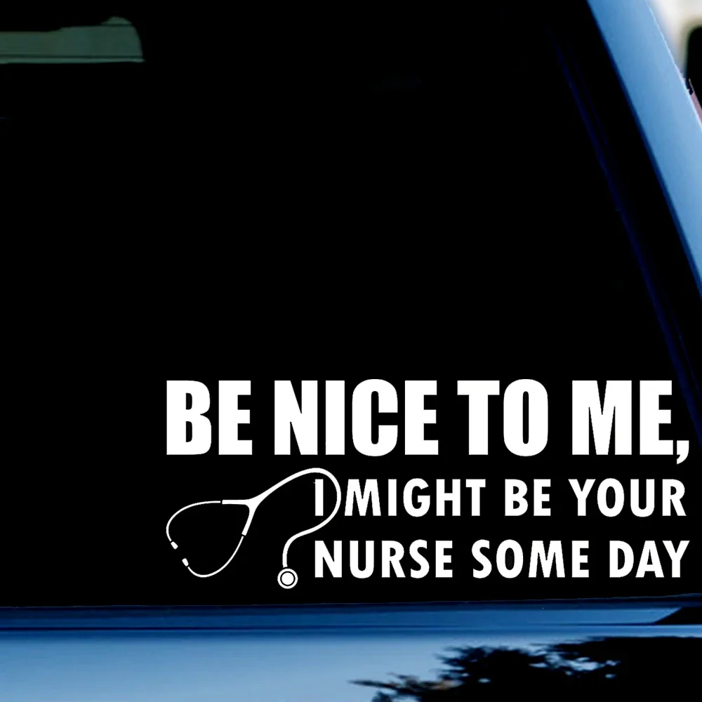 

8inch(wide) Be Nice to Me Decals sticker for Car, Truck, Window, Bumper White