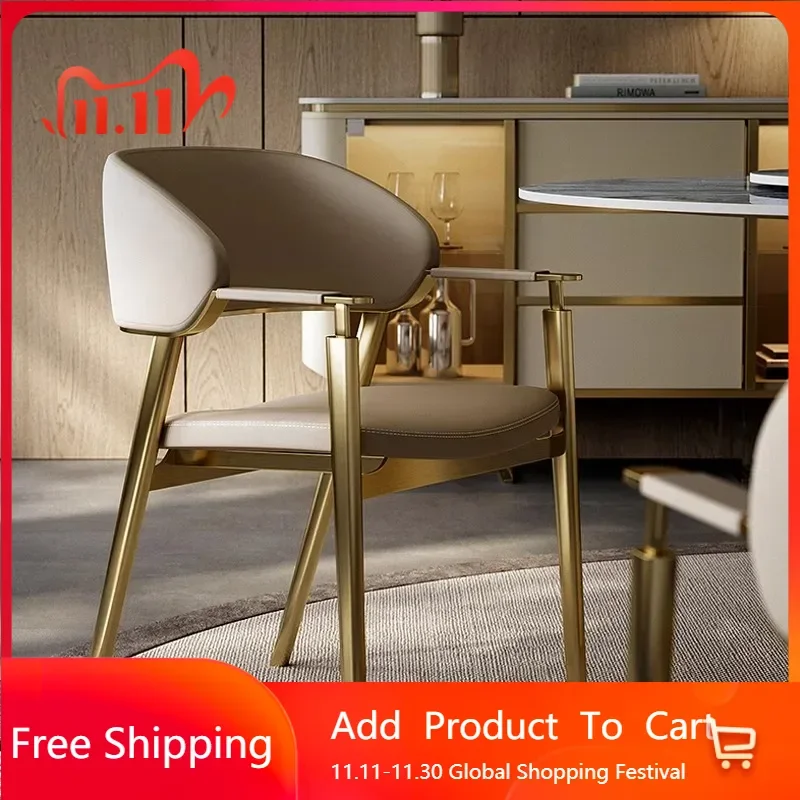 

Luxury Leather Dining Chairs Vintage Trendy European Nordic Dining Chairs Lazy Minimalist Sedie Sala Da Pranzo Home Furniture