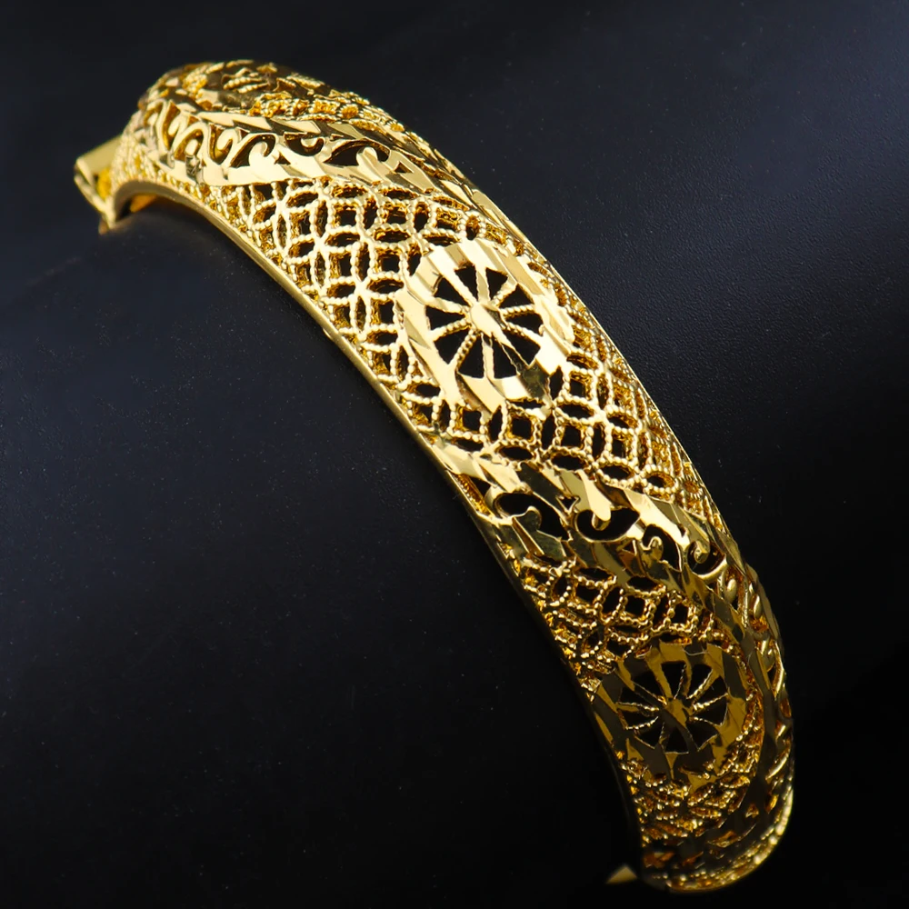 

Women Charm Bracelet 24K Gold Plated Bangles for Women Middle East Wedding Accessory Bridal Bracelets Jewelry