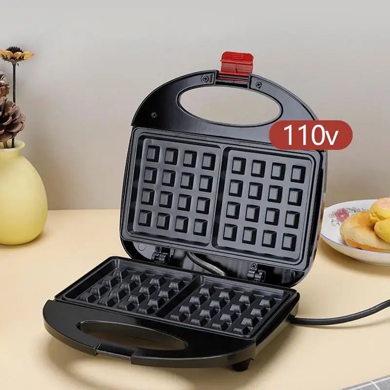 Máquina de fazer café da manhã com revestimento antiaderente, máquina de waffle para crianças e famílias, à prova de gotejamento, controle automático de temperatura, café da manhã
