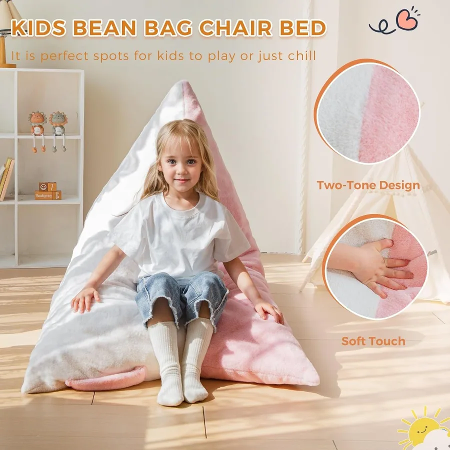 Fotel pufa wypełniony pianką o wysokiej gęstości dla chłopców i dziewcząt, dwukolorowy design, idealny fotel dla dzieci do grania i relaksu.