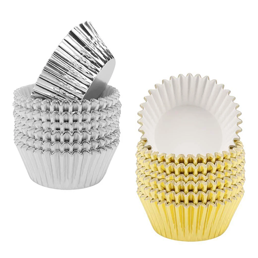 

200 pc Thickened Aluminum Foil Cake Paper Holder Elegant Cupcake Muffin Liner Perfect for Wedding Birthday Party Favor