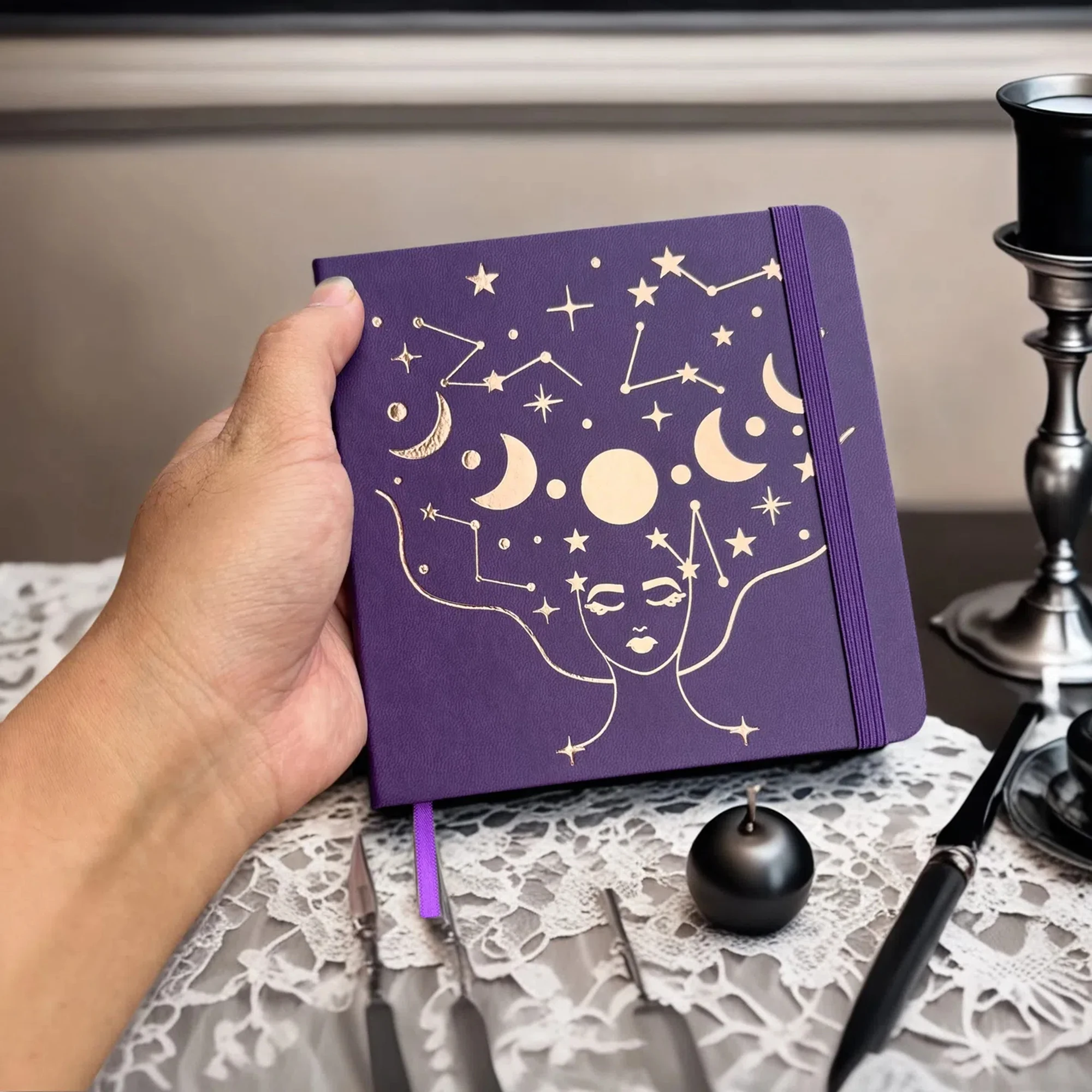 BUKE Square Dotted Journal – 14x14 cm / 5,5"x5,5" | 180 g/m2 Bambuspapier | Boho- und himmlische Folienhüllen – Detail 13