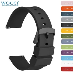 Wocci silicone borracha relógio banda cinta 14mm 16mm 18mm 19mm 20mm 21mm 22mm 24mm para masculino feminino substituição pulseira preto azul vermelho