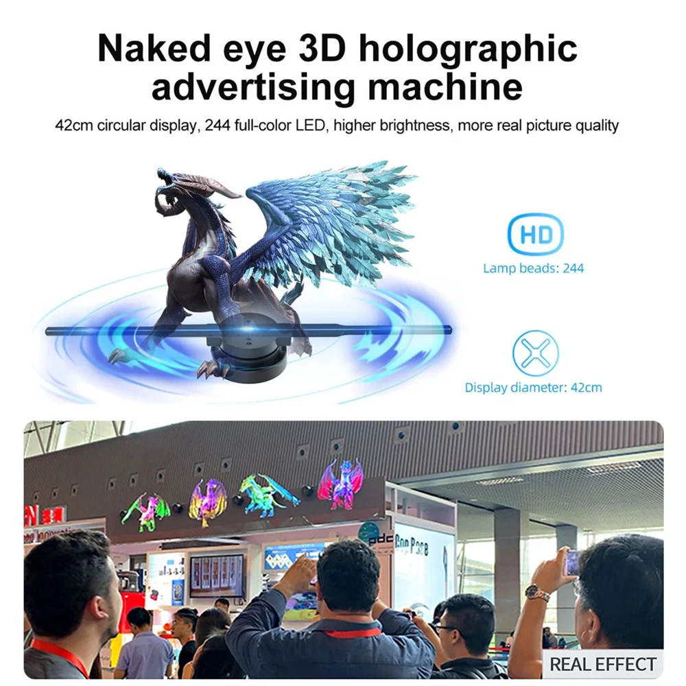 

Led Fan Advertising Light Naked Eye 3d Holographic Projection Suspended Aerial Imaging Stereoscopic Rotating Screen Advertising