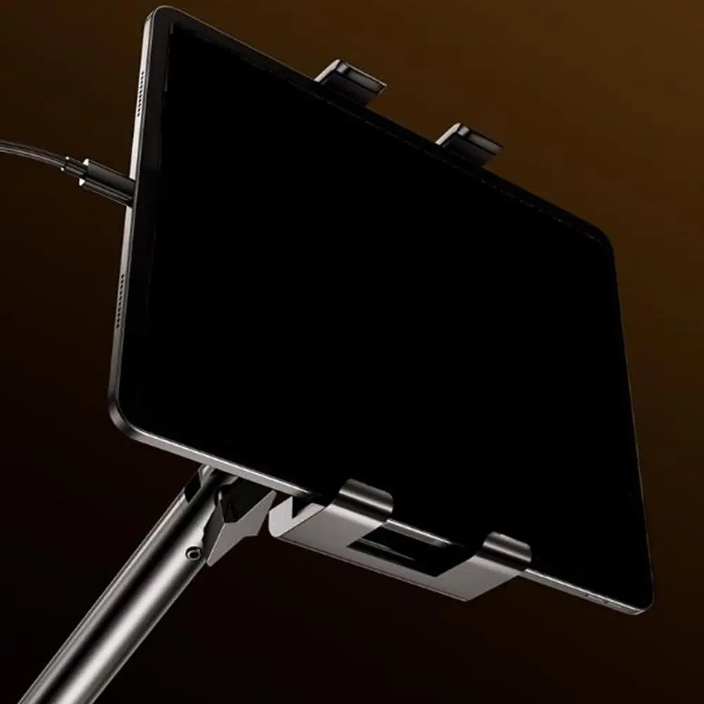 حامل هاتف لوحي من الفولاذ الكربوني 360 درجة °   حامل تثبيت للكمبيوتر اللوحي قابل للتعديل وقابل للطي مع ذراع معدني