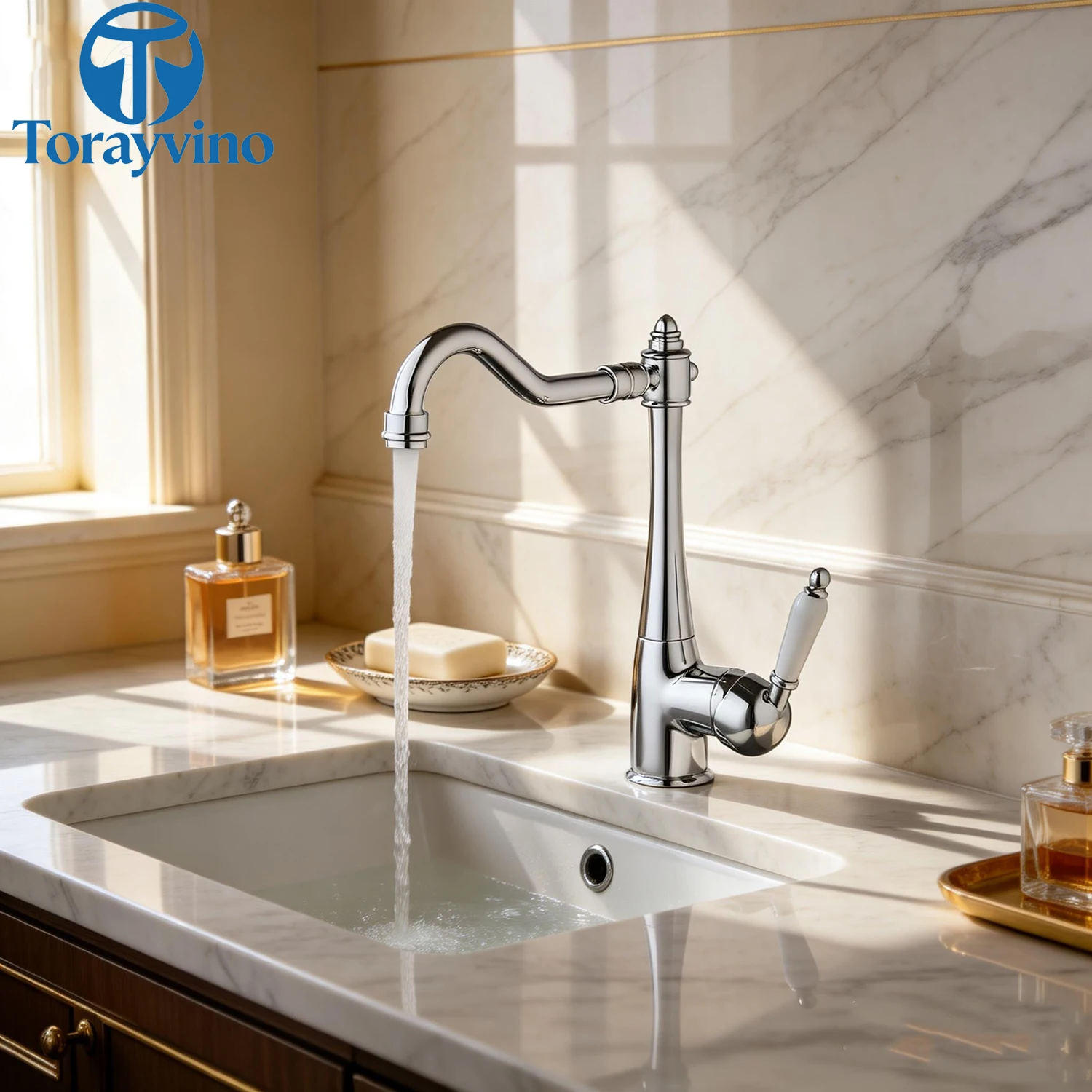 ก๊อกน้ำห้องครัว Mixer ก๊อกน้ำทองแดงโบราณ/Chrome/ORB/ทองเสร็จสิ้นหมุนทองเหลือง Deck Mounted Tap hot & cold mixer