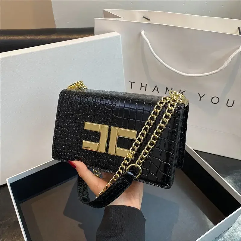 Luxury Designer Bags Women Handbag Fashion Simple Commute Small Square Bag Vintage Alligator Pattern Flap Shoulder Crossbody Bag