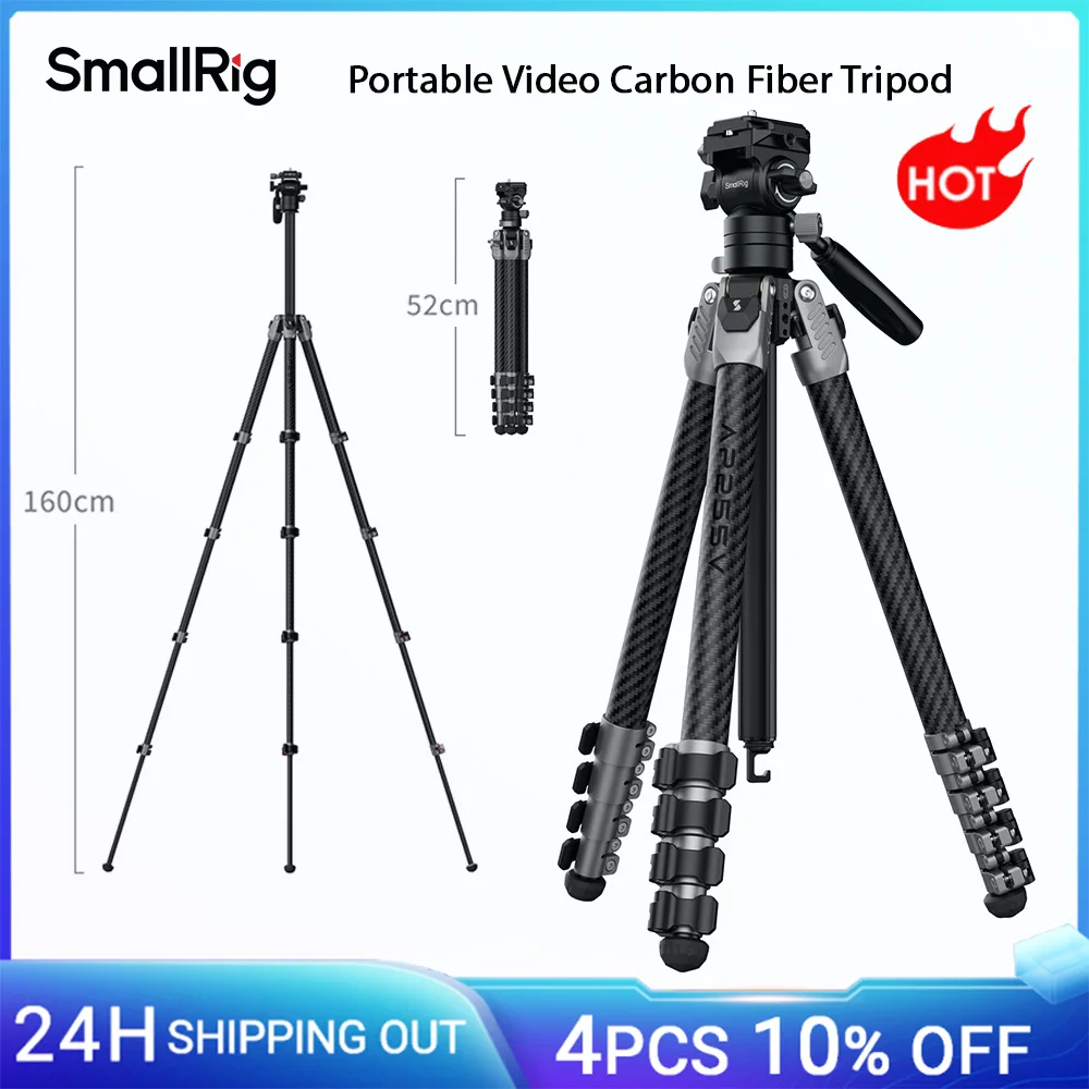 Treppiede video portatile SmallRig in fibra di carbonio con 9 angoli regolabili per riprese su fotocamera e telefono per stabilizzatori per testine video -5477