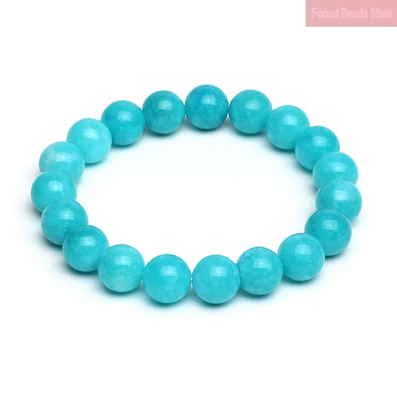 Genuine Blue Amazonite Stone Bracelet Smooth Polishing Natural Stone Energy Bracelets for Women Couple Healing Jewelry Pulsera