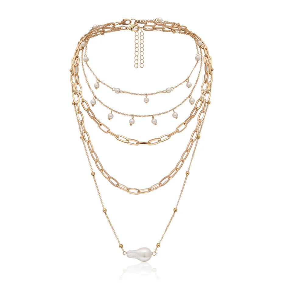 IngeSight.Z Bohemian Multi Schicht Nachahmung Perle Quaste Choker Halskette Kragen Erklärung Anhänger Halskette für Frauen Schmuck – Detail 26