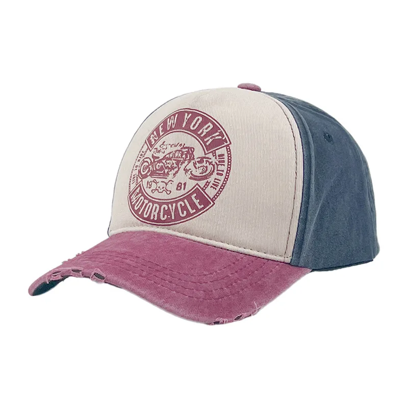 Color splicing baseball cap Newyork Motorcycle printing Men\'s cap Fashion trend sun hat women