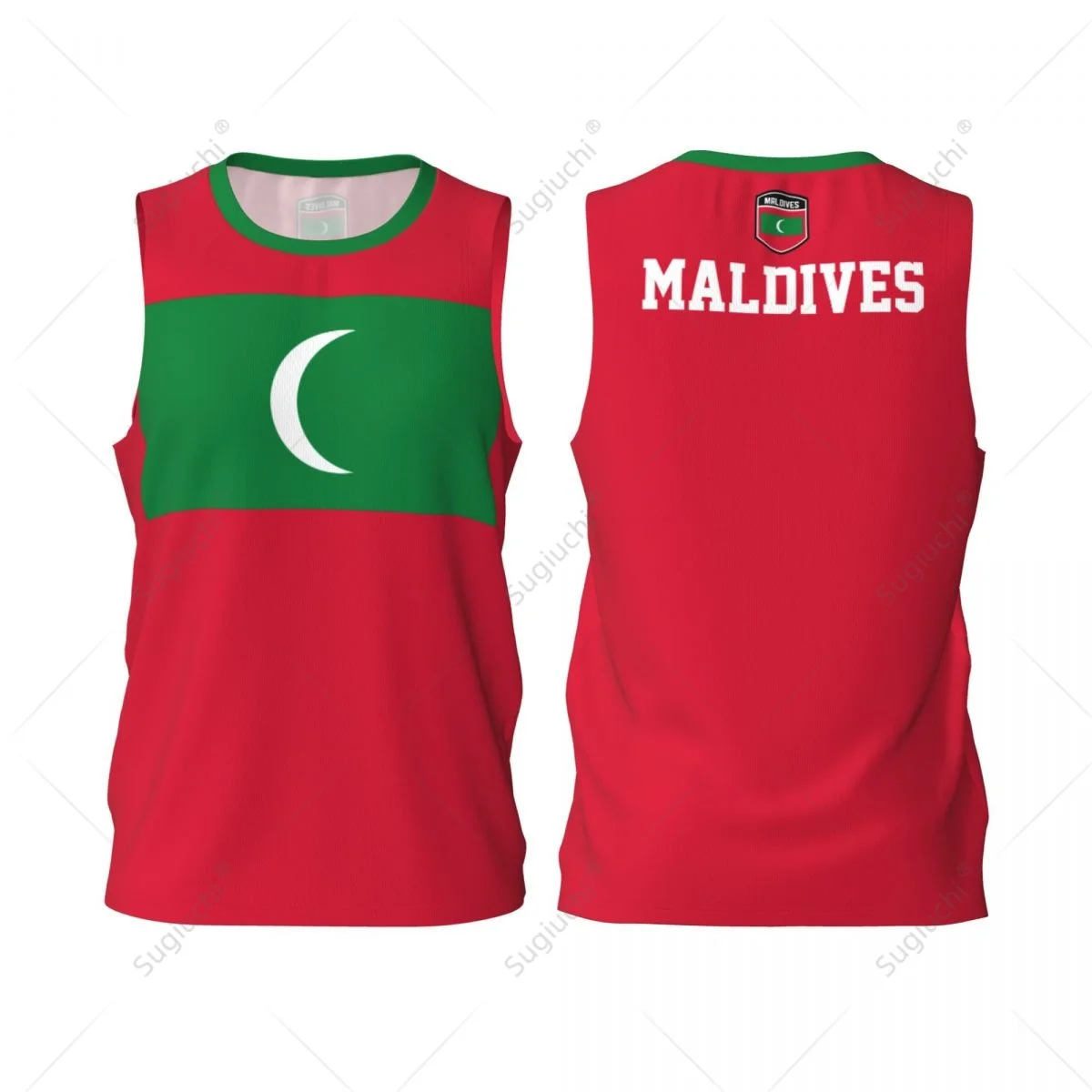 Maldives Flag Men Basketball Sports Running Fitness Multifunction Sleeveless tshirt Exclusive Custom Name Nunber