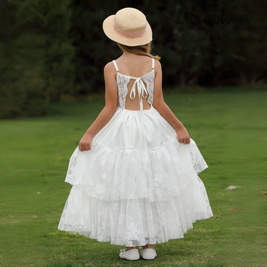 Abito da Cerimonia su Misura per Ragazze, Vestito da Sera con Spalline Sottili e Schiena Scoperta, Abito da Sposa/Festa per Donna