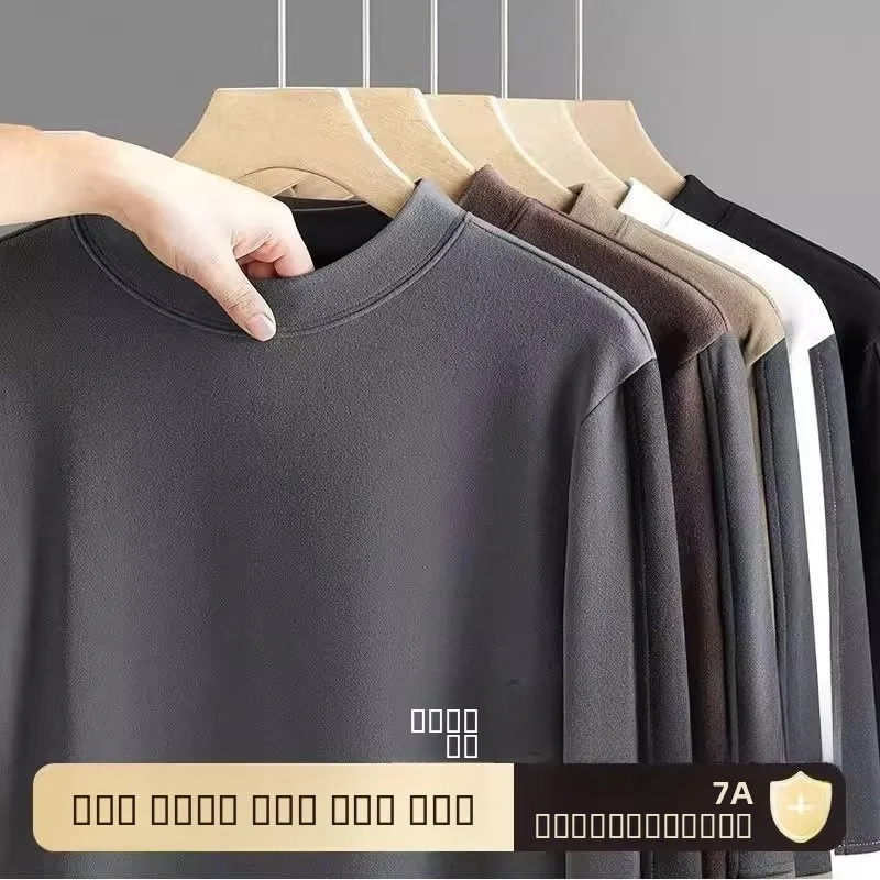 

Мужская футболка Fce Lined Long Sve round Ne Base irt Warm Mid Ne Splice Inner Wear Top for Autumn Winter Busin S...
