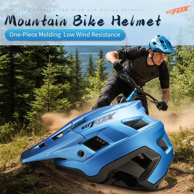 Kask rowerowy BATFOX Męski Damski Formowany Integralnie Off-road Downhill MTB Kaski Rowerowe Ochrona Bezpieczeństwa Sprzęt do Rowerów Górskich
