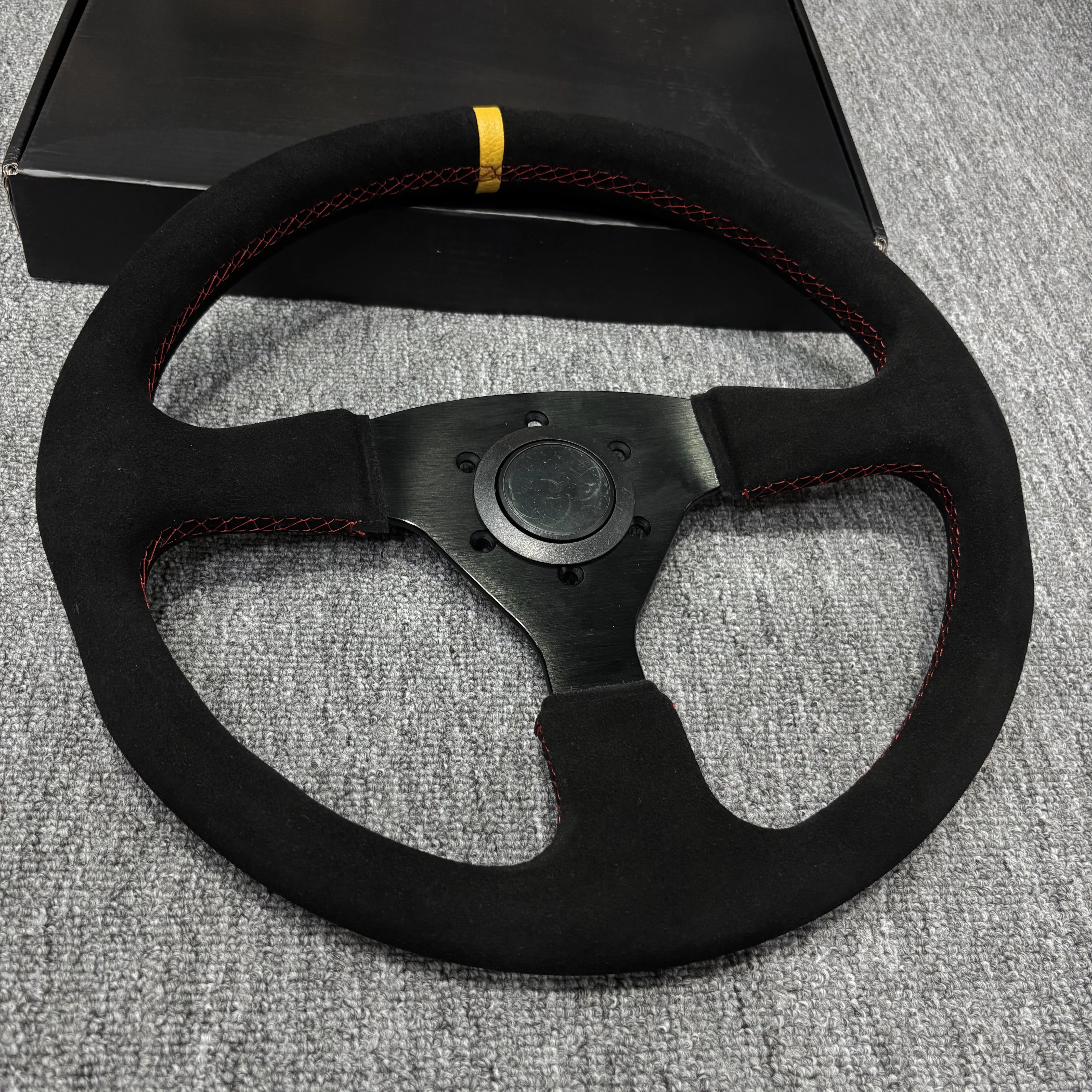 SP14-inch 350MM JDM Racing Monte CarloSP Steering Wheel Rally Drift Genuine Leather Suede Modified Steering Wheel PCD70MM