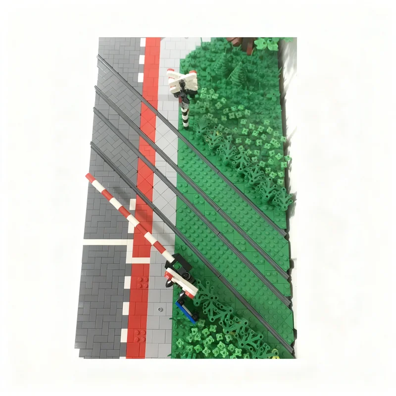 886개 MOC 대각선 트램 트랙 도로 자전거 경로 도시 모델 블록 건축 크리스마스 선물 장난감 교육용 어린이