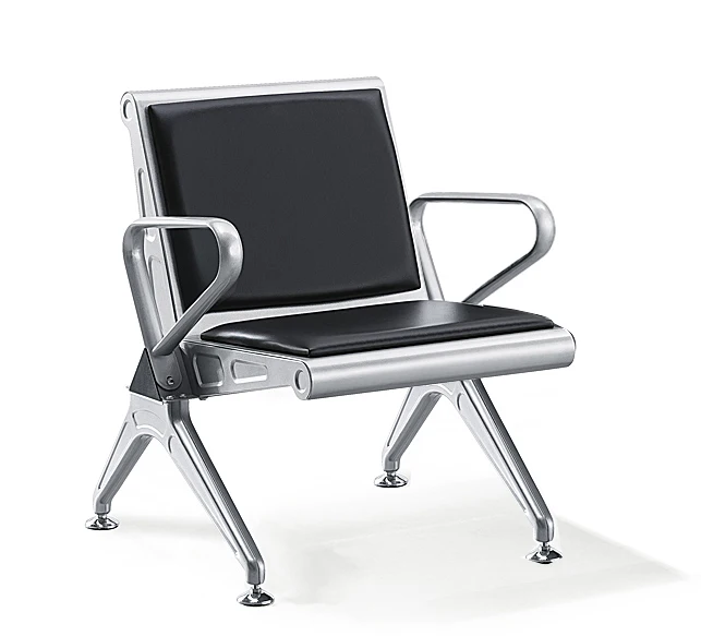 

Luxury PU 2 Seater Leather Stainless Steel Guest Waiting Chair Chrome Plated Three Seater Bench Hospital Patient Waiting Chair