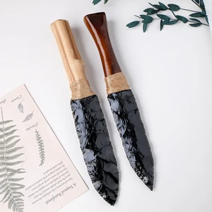 سكين الكريستال السج الطبيعي ، خنجر النينجا الأسود ، الأحجار الكريمة للطاقة المصقولة ، جمع هدية الكريستال ، الدعائم ، 1 قطعة أعلى 8 مبيعات سكين حجر السج - رقم 1