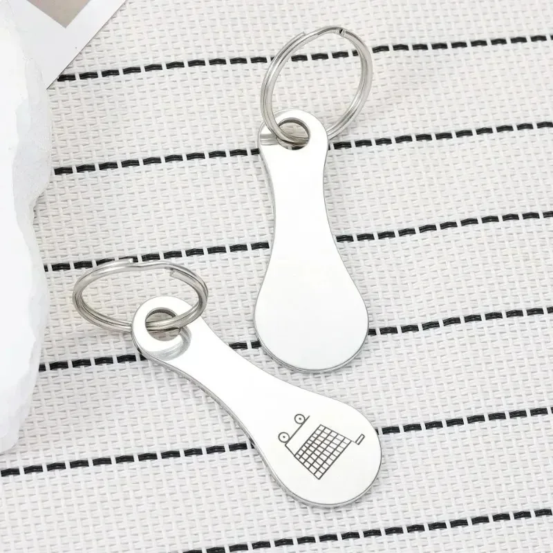 Metal Trolley Shopping Tokens With Key Ring Portable Multi-Purpose Shopping Cart Token Keychain Indoor Outdoor Decor