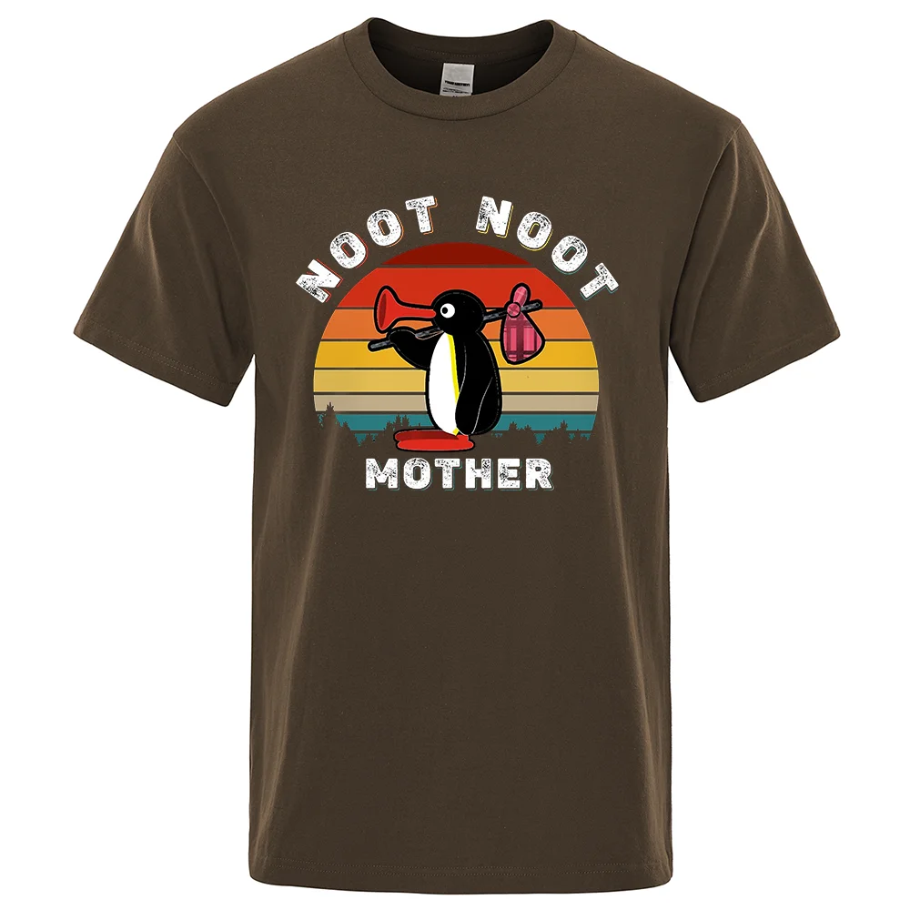 Noot Noot Pingu Retro Funny Tshirts Men Oversized Aesthetic Ulzzang Cute Graphic Tees Cotton Breathable Casual Streetwear Male