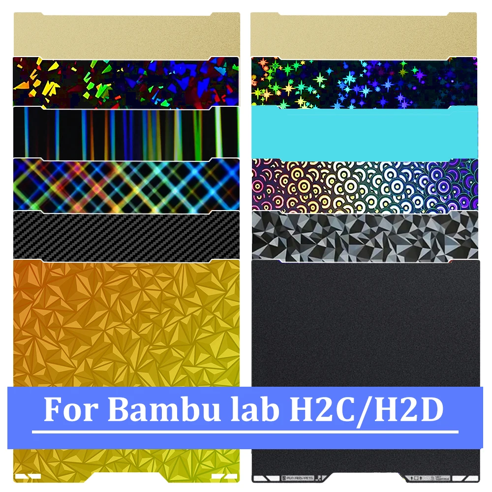 

For Bambu Lab H2d Build Plate Textured/Smooth PEI PEO PET Plate Spring Steel Sheet Bambulab H2d Part Heat Bed 3D Printer Parts