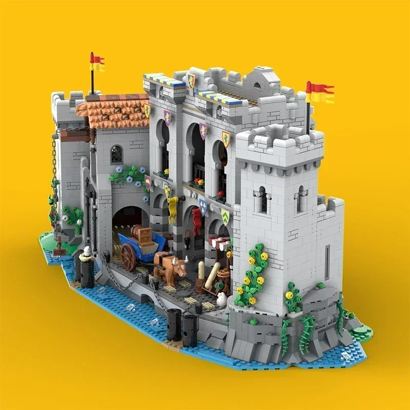스트리트 뷰 모델 Moc 빌딩 벽돌 사자 전사 성 포트 기술 모듈 형 블록 선물 크리스마스 장난감 DIY 세트 조립