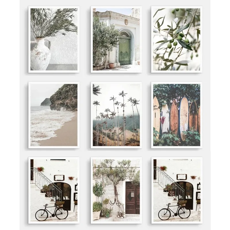Hawaii Santorini Italy City Mediterranean Posters Wall Art Aesthetics Print Canvas Painting for Living Room Modern Home Decor
