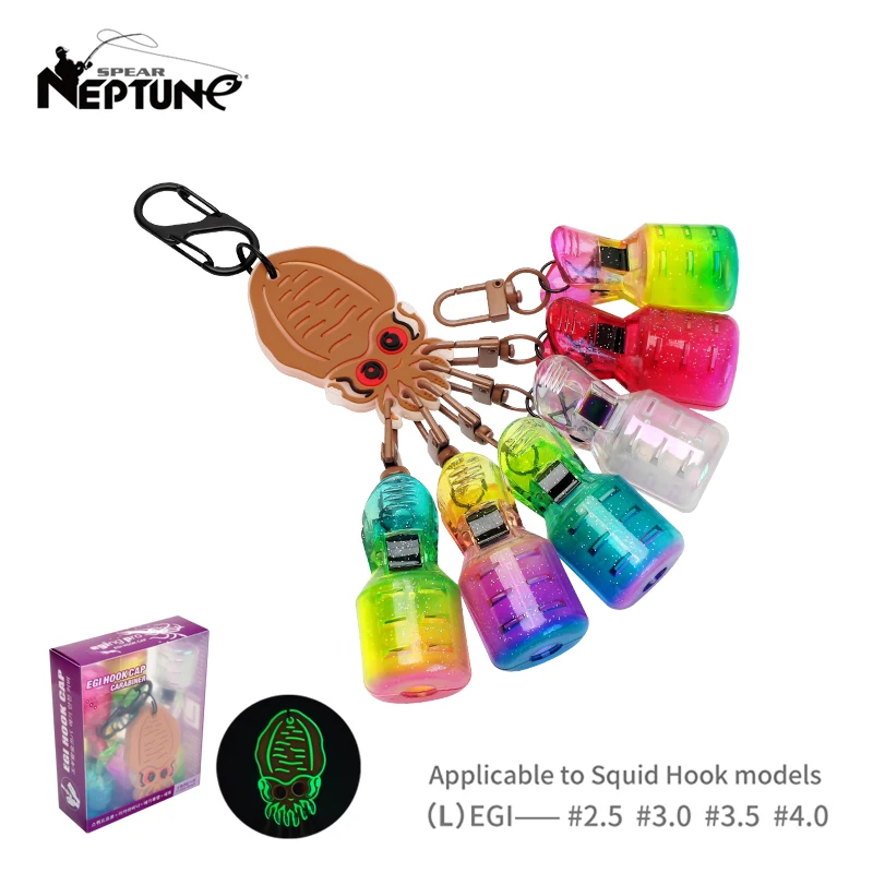 Neue Bunte Galvanik Tintenfisch Jig Köder Schutz Kit L Größe 6pc Webfuß Octopus Egi Haken Abdeckung Tintenfisch Regenschirm locken Kappe
