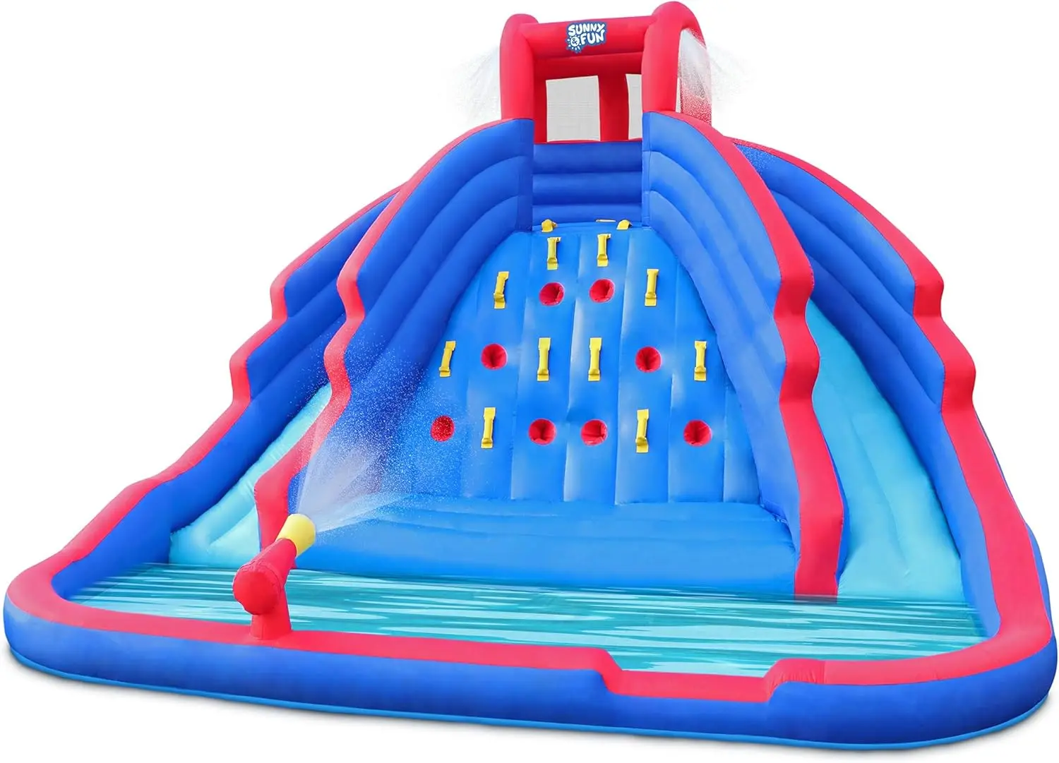 

Ultra Climber Inflatable Water Slide Park – Heavy-Duty for Outdoor Fun - Climbing Wall, Two Slides & Splash Pool