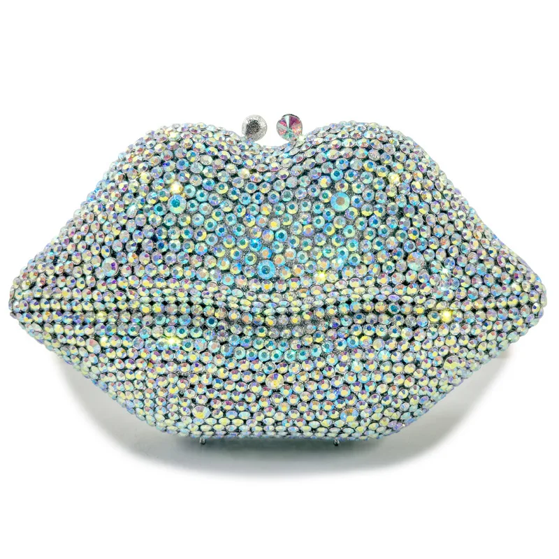 

Lip Shape Handmade Diamond-encrusted Handbag Women's Dinner Bag Empty Metal Hard Box Full Of Diamonds Women's Bag Bolsos De Lujo