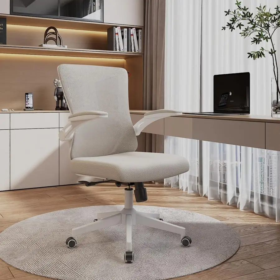 

Office Chair, Ergonomic Comfort Home Desk Chair, Mid Back Gaming Chair with Wheels, Adjustable Height, Lumbar Support, Flipup A