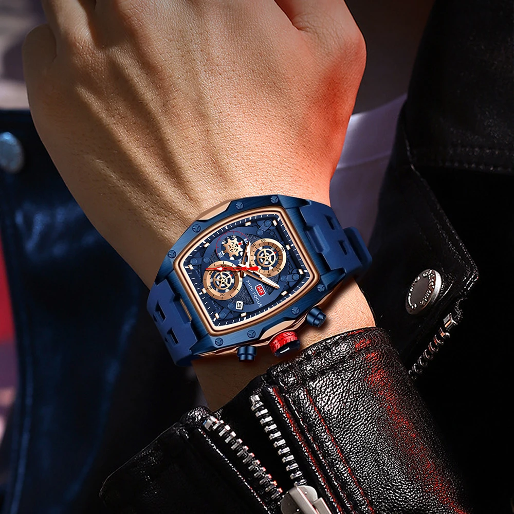 MINI FOCUS Fashion Luxury Men's Quartz Watch Multi-Function Quartz Warrior Watch Waterproof Chronograph Men's Watch 0473G