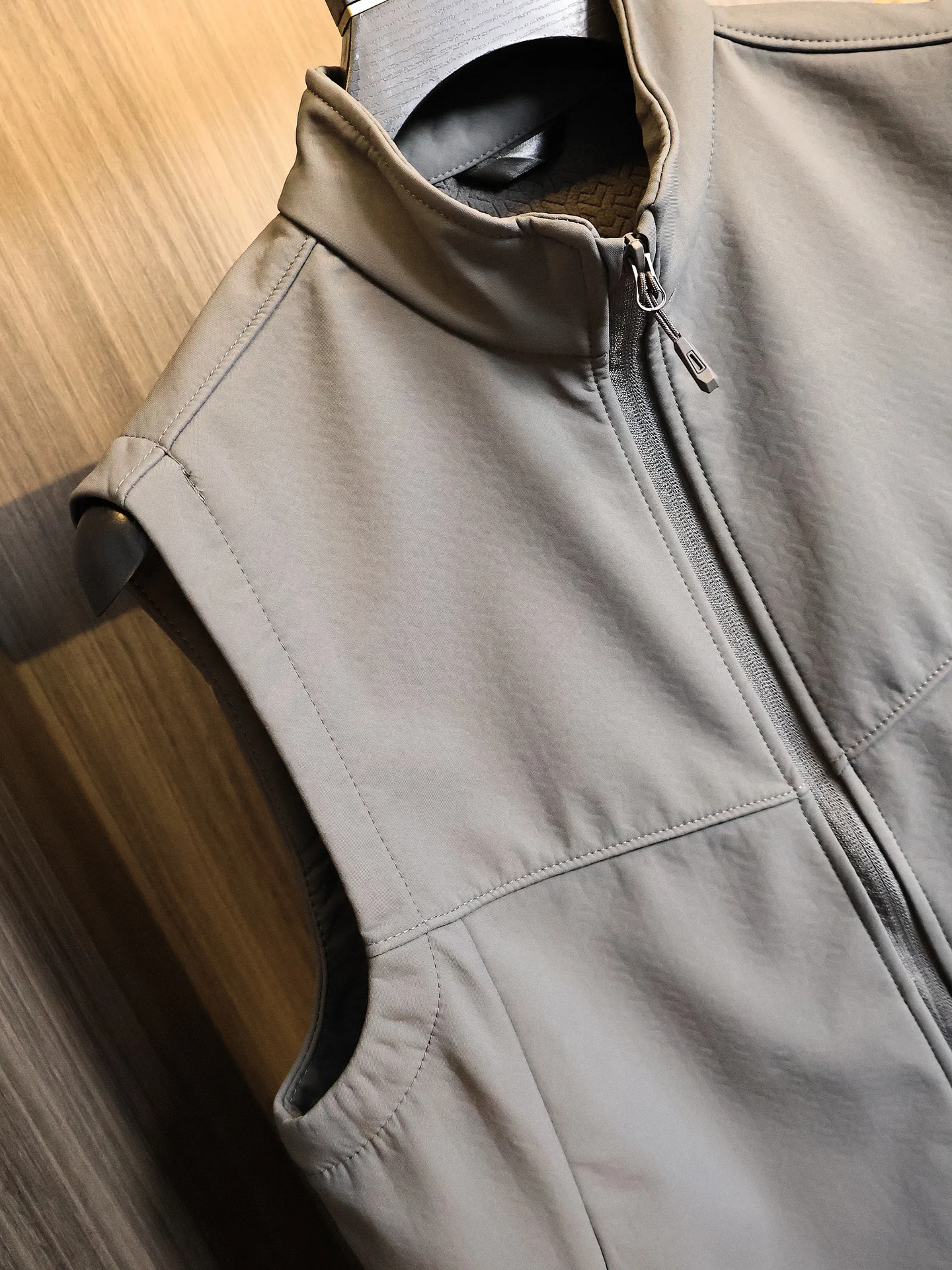 Waterproof Softshell Vest Men's Composite Fleece Lined Stand Collar Jacket Outerwear Trendy Autumn Winter Standard Fit Zipper