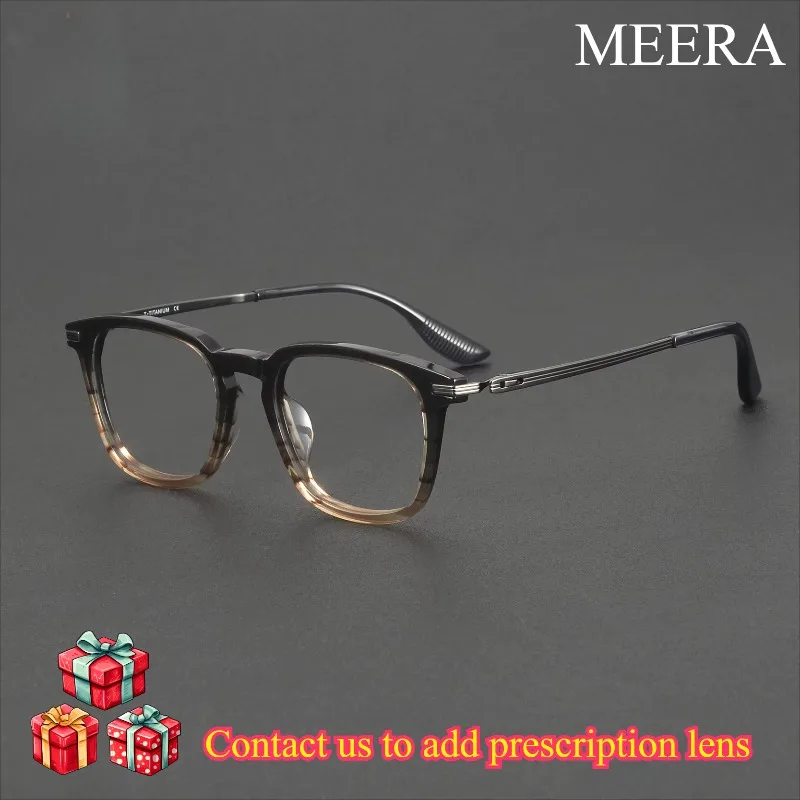 

The Hottest Premium Square Optical Eyeglasses C3 Grey Gradual Brown Gun Lightweight Titanium Acetate Progressive Eyewear Stylish
