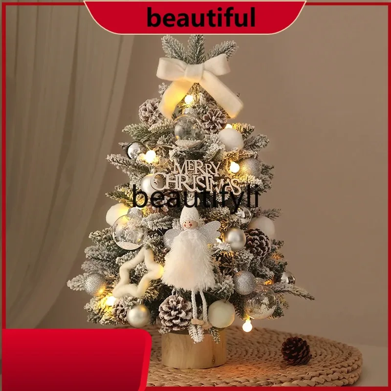 Nuevo Mini árbol de Navidad encristalado para el hogar, bricolaje con luz de escritorio, adorno de viento ins, paquete de chuchería HH